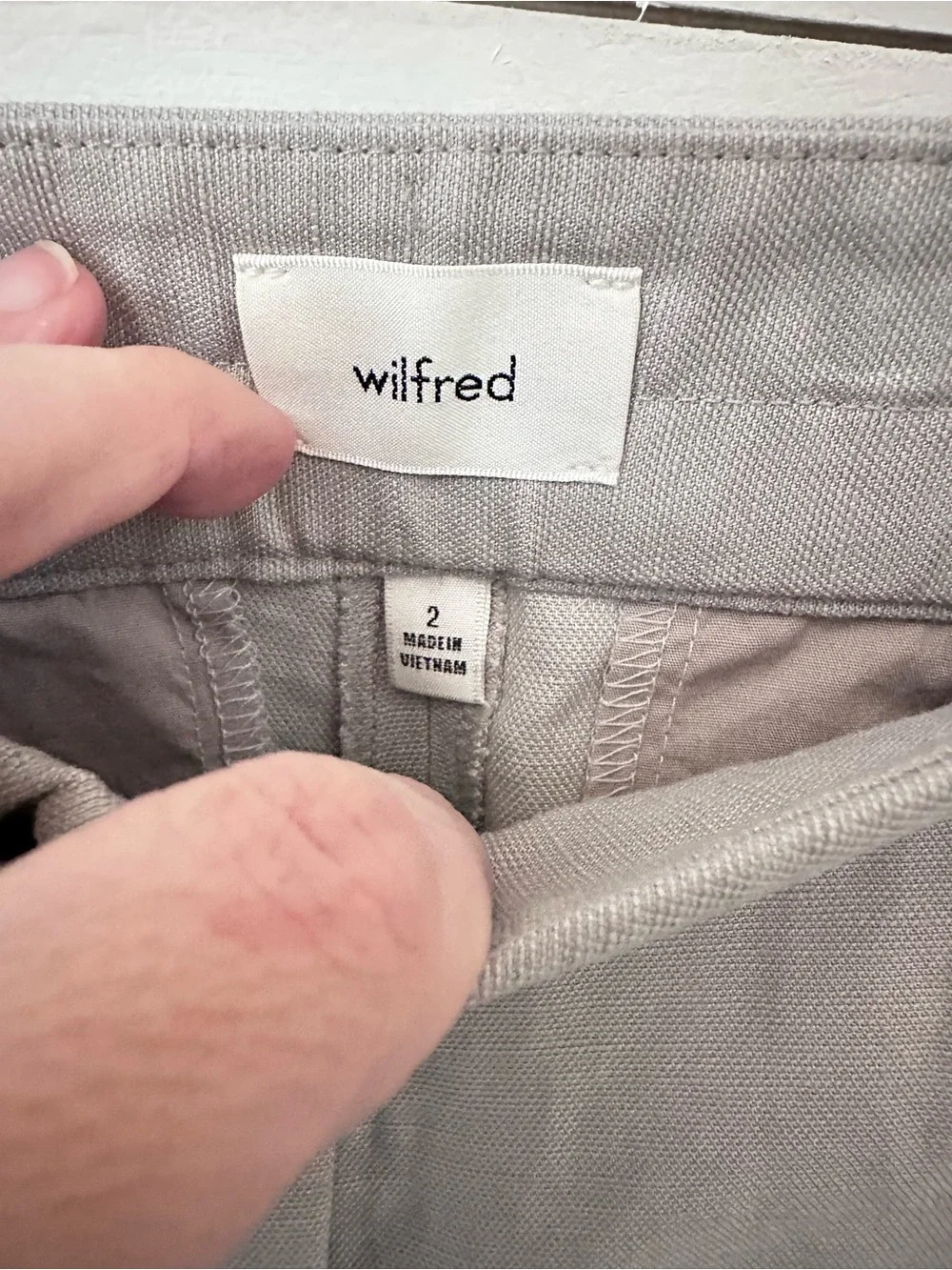 Aritzia Wilfred 2 Limitless grey linen blend wide leg classic boho chic coastal